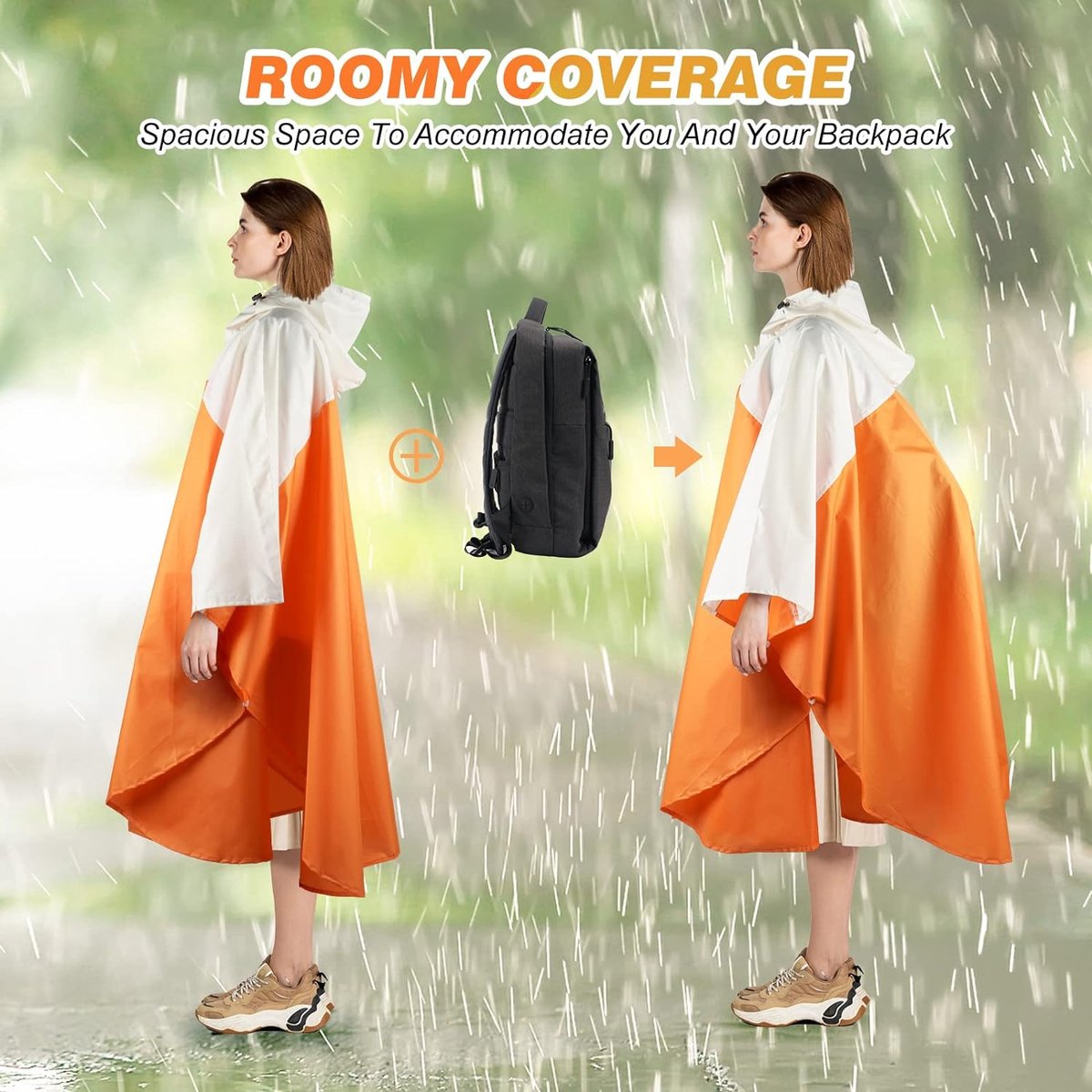 Multifunctional Raincoat/Poncho 3-in-1 Reusable Waterproof - For Cycling Hiking Camping
