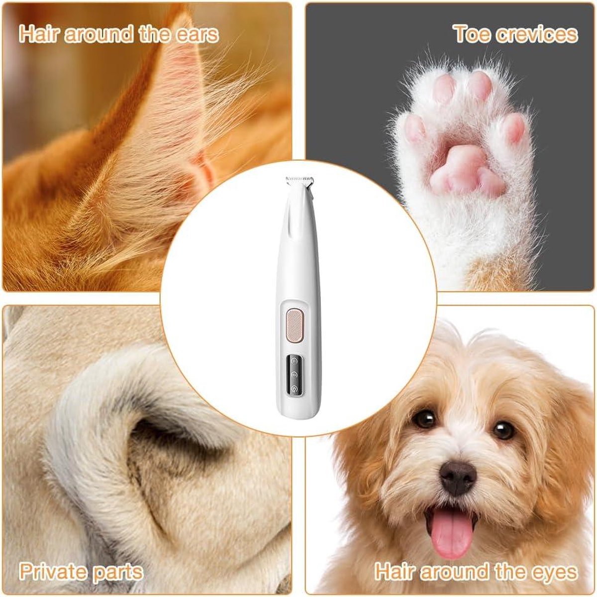 Professional dog and cat clipper - trimmer for paws, eyes, ears, face and rump with LED - USB rechargeable Dog clipper thick coat