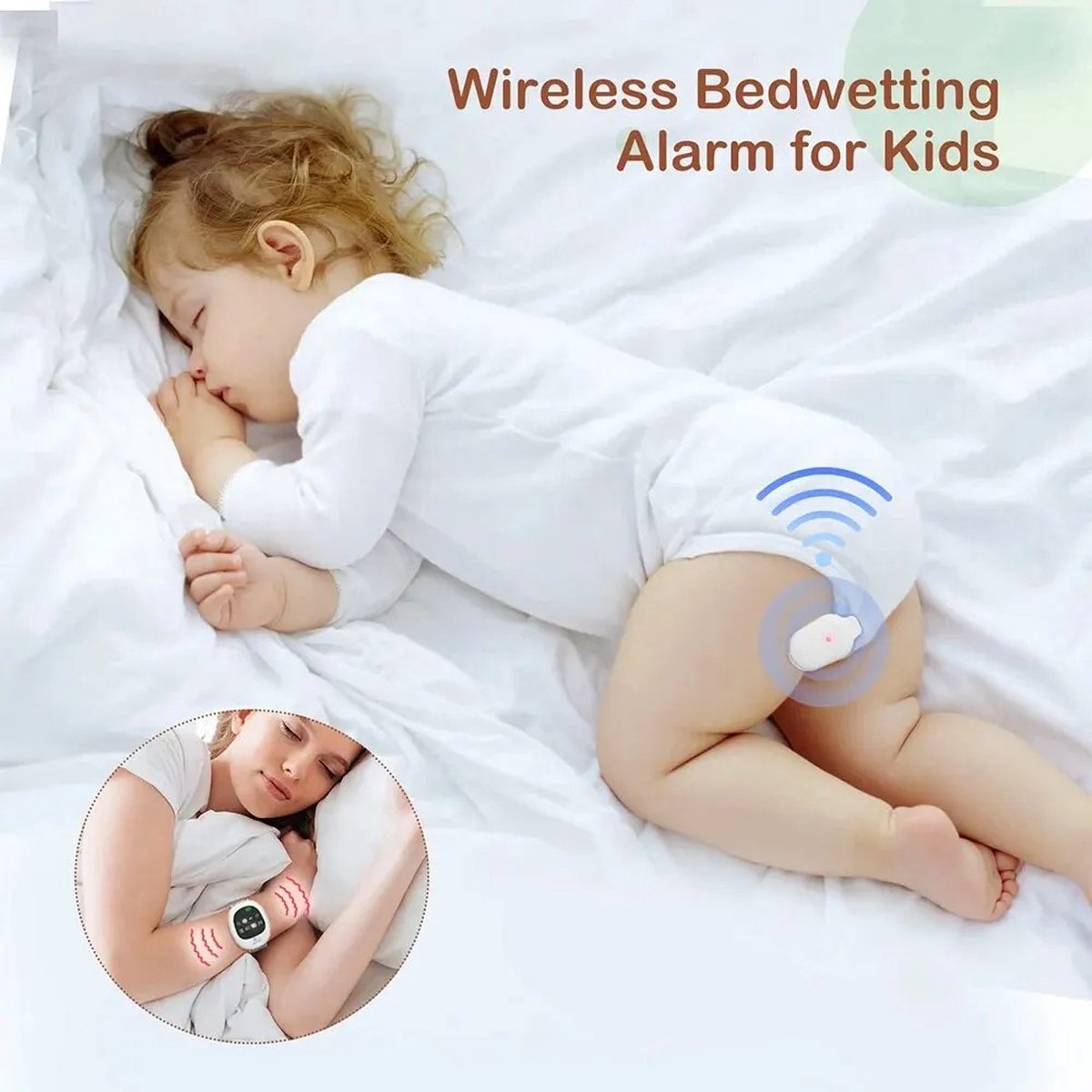 Wireless Anti-Bedwetting Alarm 2-In-1 Upgraded Enuresis Urine Vibration Timer With Optional Music And Volume Control Potty Training Stops Bedwetting