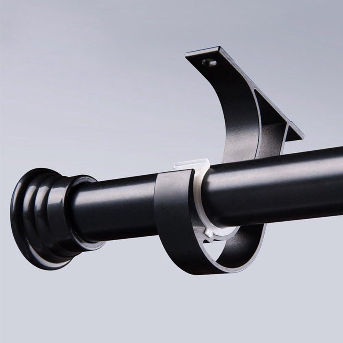 Adjustable black curtain rod holders - set of 4 - aluminum alloy with screws