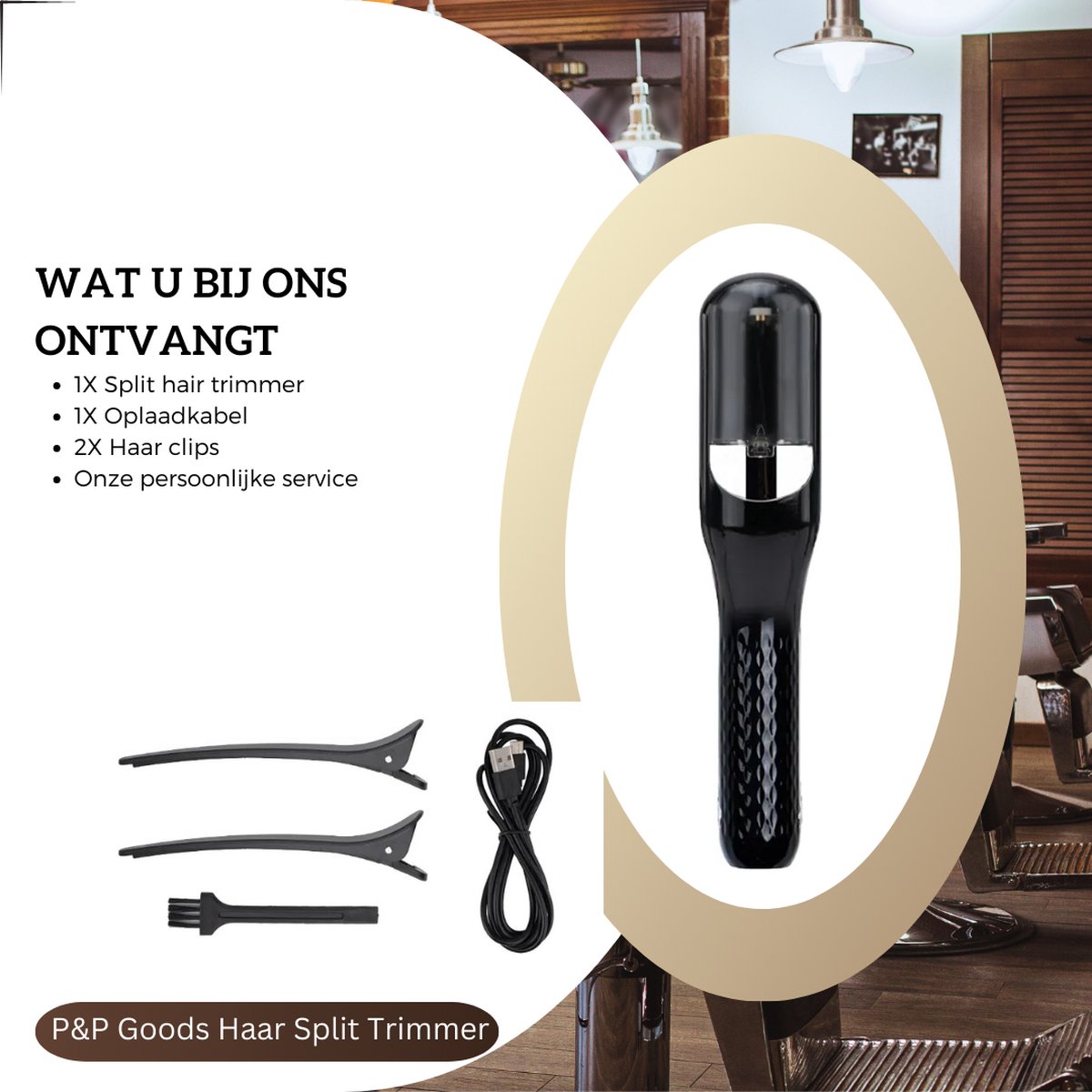 P&P Goods® Hair Split Trimmer - Hair care - For damaged hair - Electric - Split ends - Black