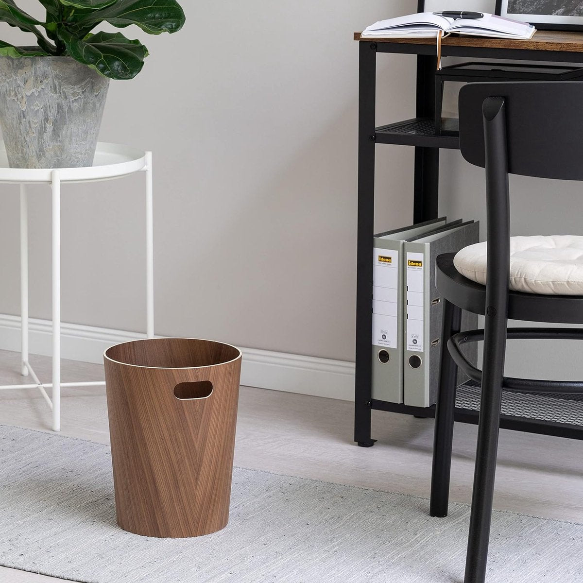Real Wood Waste Bin Börje | Modern Wooden Dustbin for Office, Kids Room, Bedroom etc. | Walnut