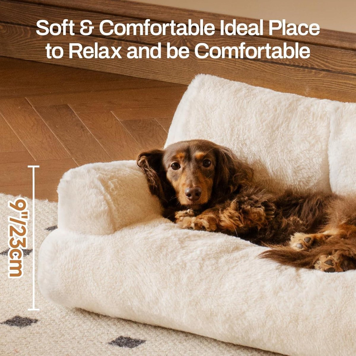 Cat Bed Stylish Fluffy Soft Cat Sofa Dog Sofa - 66 x 48 cm Cute Anti-Slip Bottom White