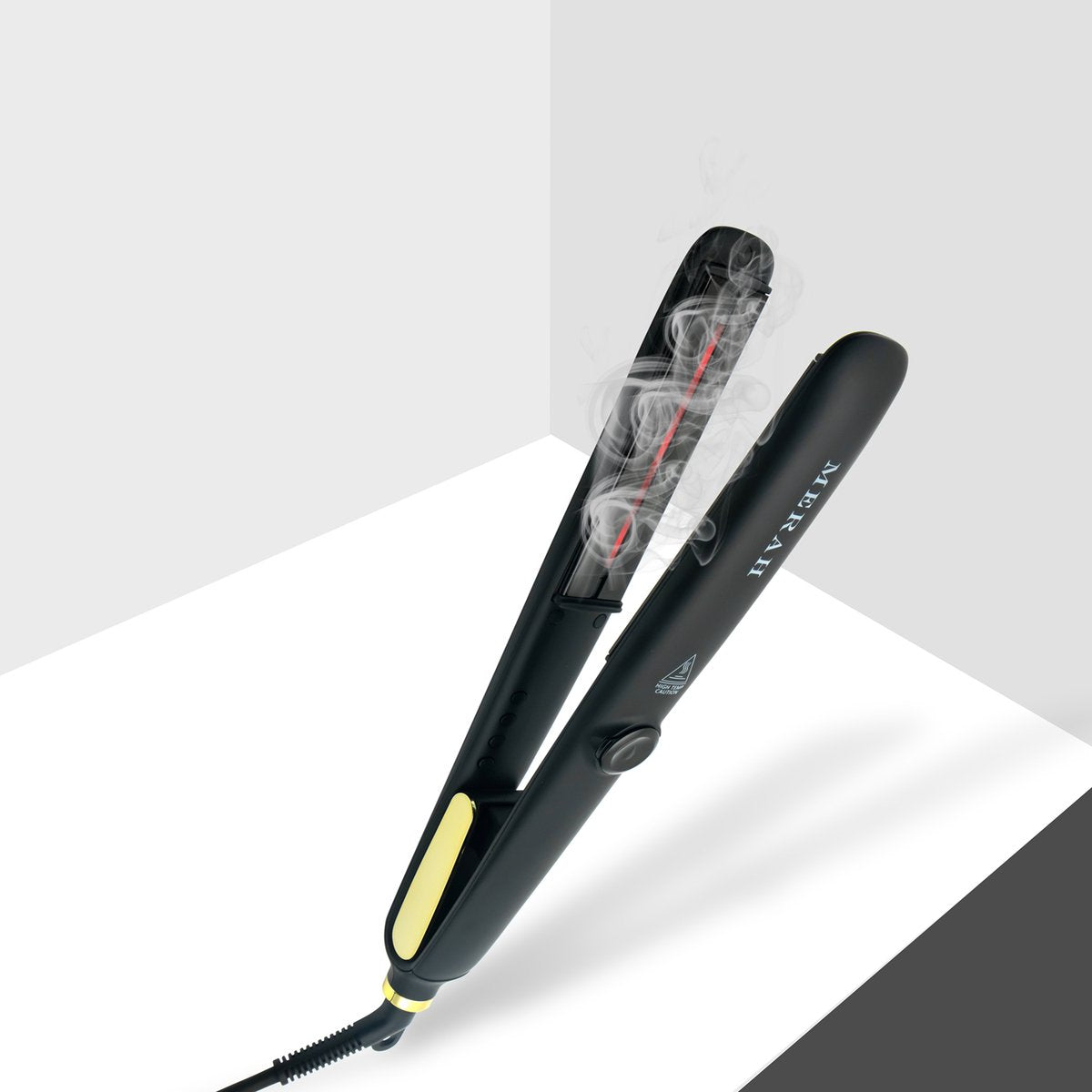 Steam hair straightener - Infrared technology steam hair straightener - Black/gold