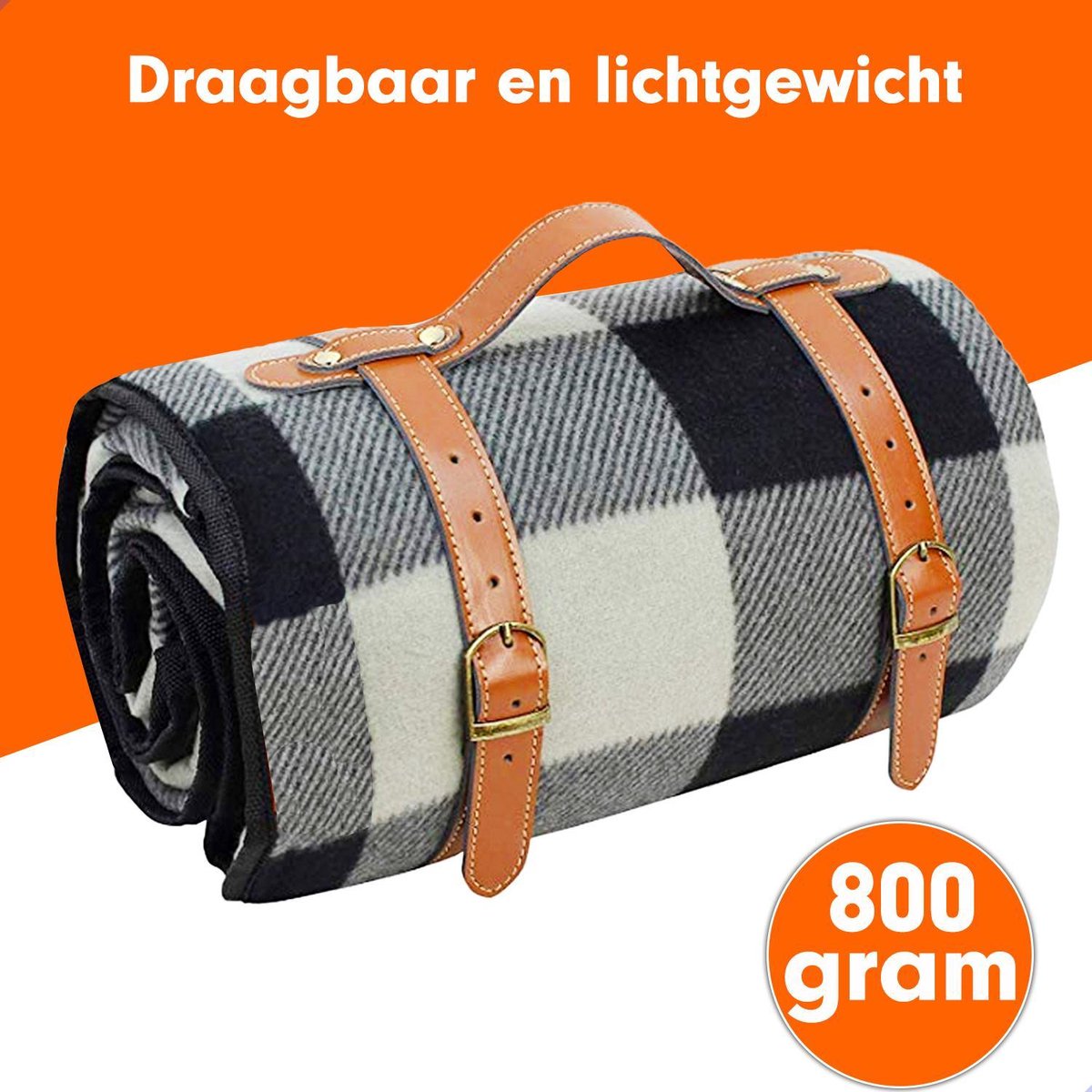 Sam's Home XXL Picknickkleed - Waterdicht - 200 x 200 cm - Lederen houder - Buitenkleed