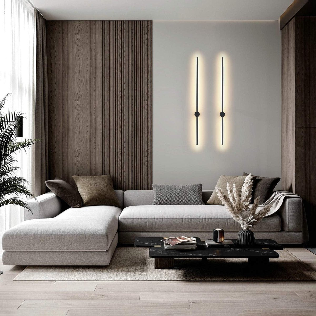 Black Wall Lamp 100CM - Long Rotatable Indoor Wall Lamp Warm White 3000K - Minimalist Night Light 8W for Bedroom Living Room Hall Office - LED Bed Lamp