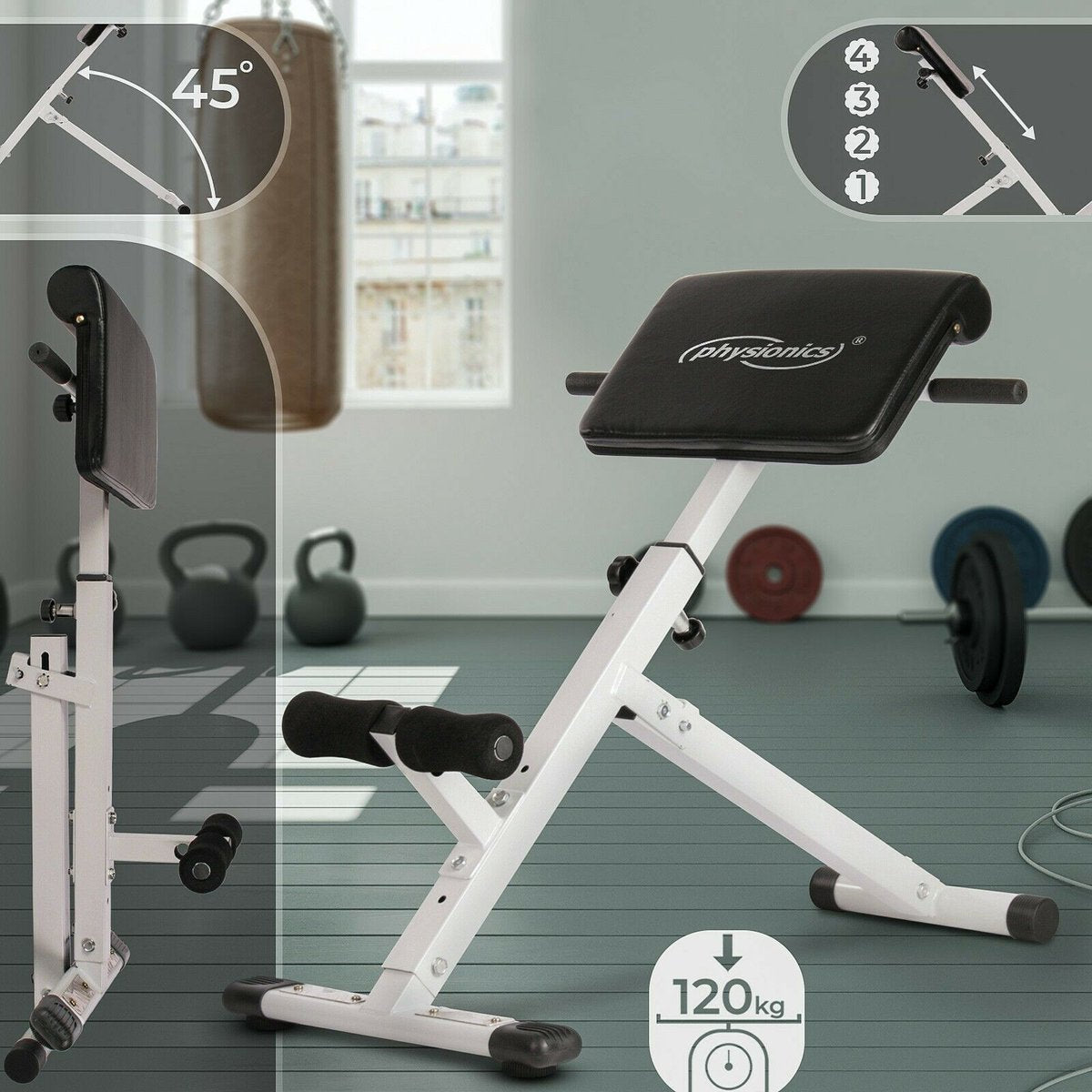 Inklapbare rugtrainer/buikspiertrainer - Max. 120 kg