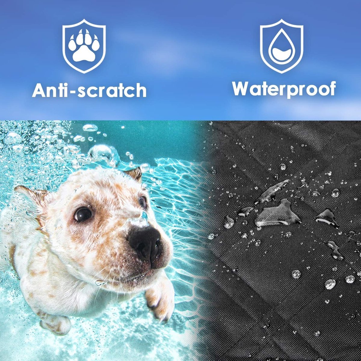 Kofferbak Beschermhoes - 5 Laags & Waterdicht - Hondendeken Auto Hoes voor Hond - Eenvoudig te Reinigen - Incl. 4 Zakken & Kwaliteitsvolle Gesp - Zwart/Grijs