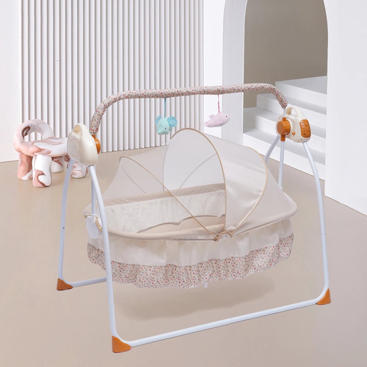 MazrekuHome® - Babyschommel - Wipstoel baby - Elektrische wipstoel - Bluetooth muziek - Verstelbaar in verschillende standen