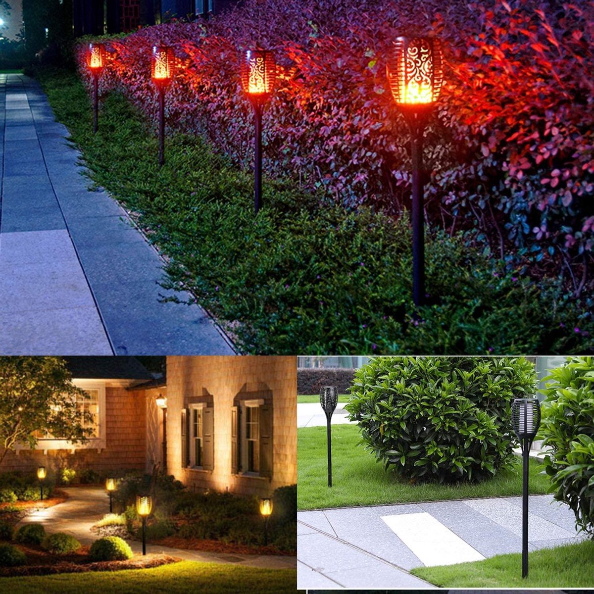 Solar Torch Garden Lights Lantern Solar Energy Outdoor Lighting Garden Torches 96 LED Outdoor Garden Lamp Set of 4 with free LED ground spot