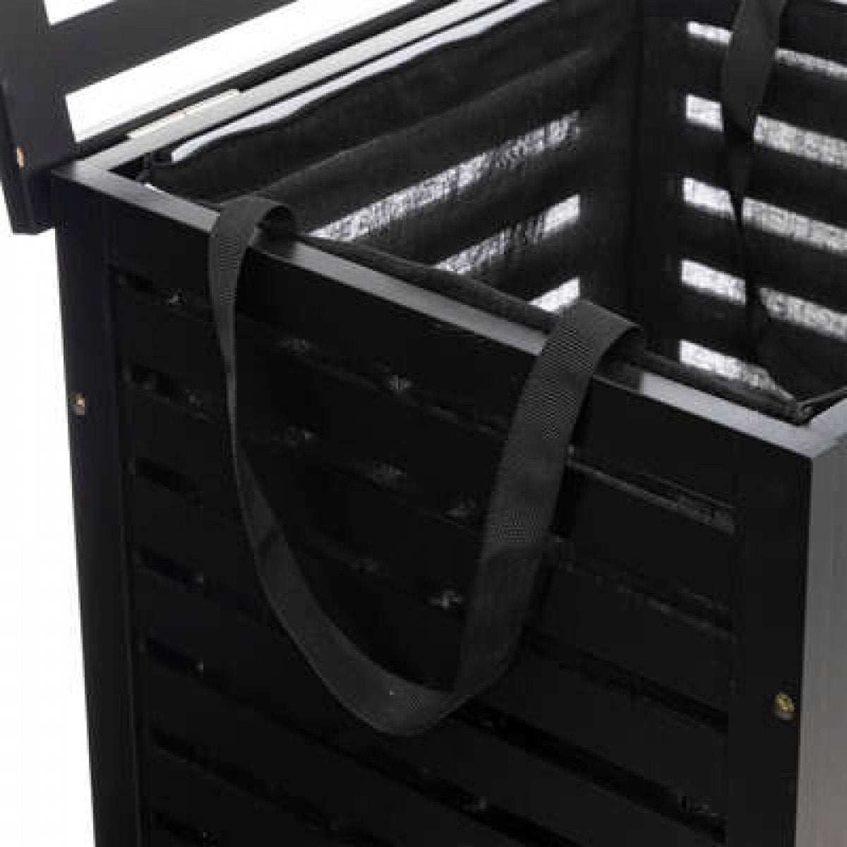 Zwarte bamboe wasmand 75 Ltr met deksel en waszak 40x38x58 cm - Zwart