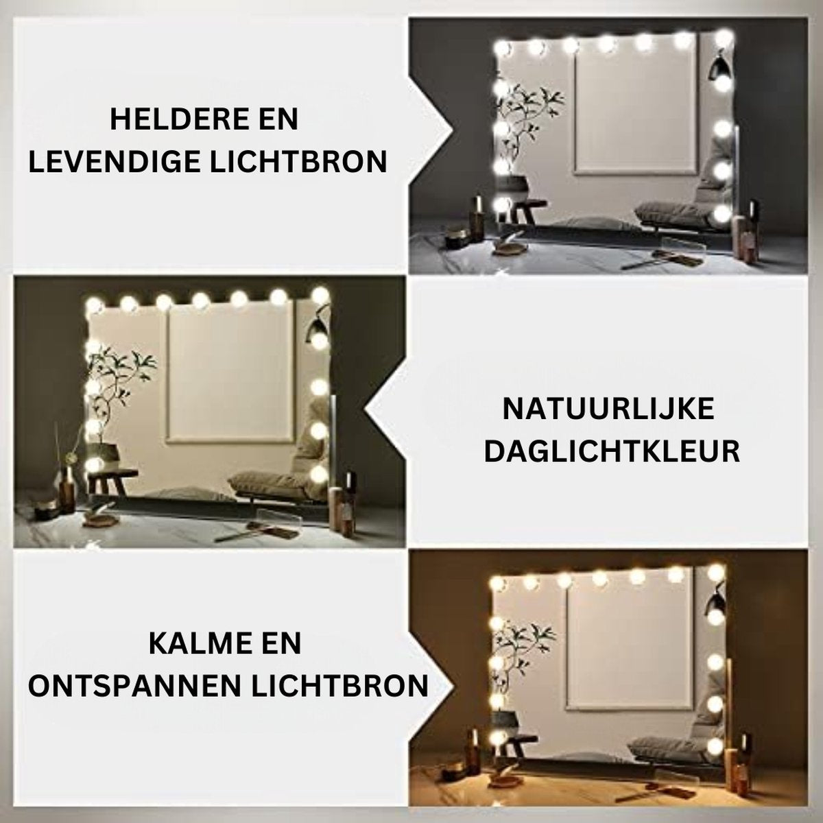 Hollywood dressing table - Make-up table with mirror and lights - Make-up mirror - Make-up mirror with lighting