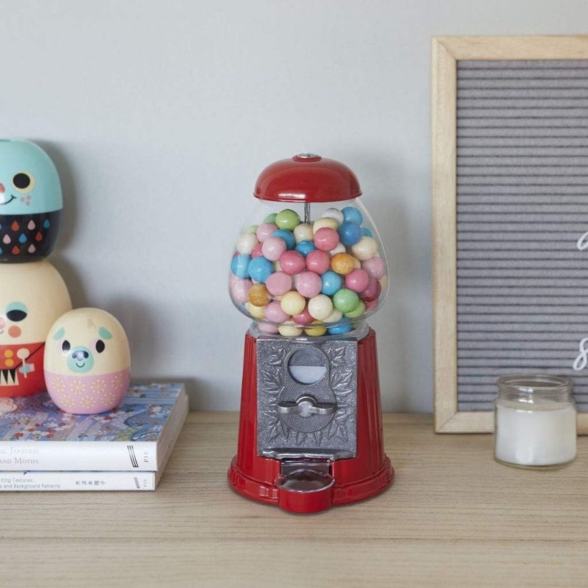 Kauwgomballen Automaat - Snoepmachine - Vendingmachine – Gumball Machine – Snoepautomaat - Candy Grabber – Kauwgomautomaat – Snoepdispenser – Rood – Retro – Aluminium - Circa. 23 Cm