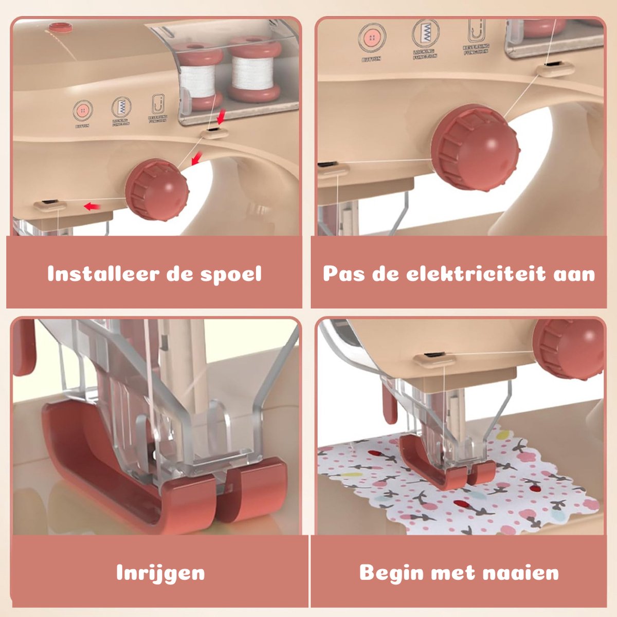 Kindernaaimachine - Naaimachine - Met Voetpedaal - 12,7 x 2,5 x 10,2 CM - Beige