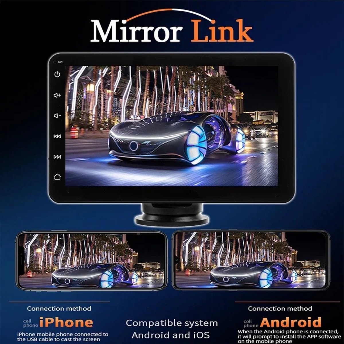 Carplay - Navigatiesysteem Auto - Autoradio - Achteruitkijk Camera - Apple - Carplay - Android - 7 inch - Touchscreen