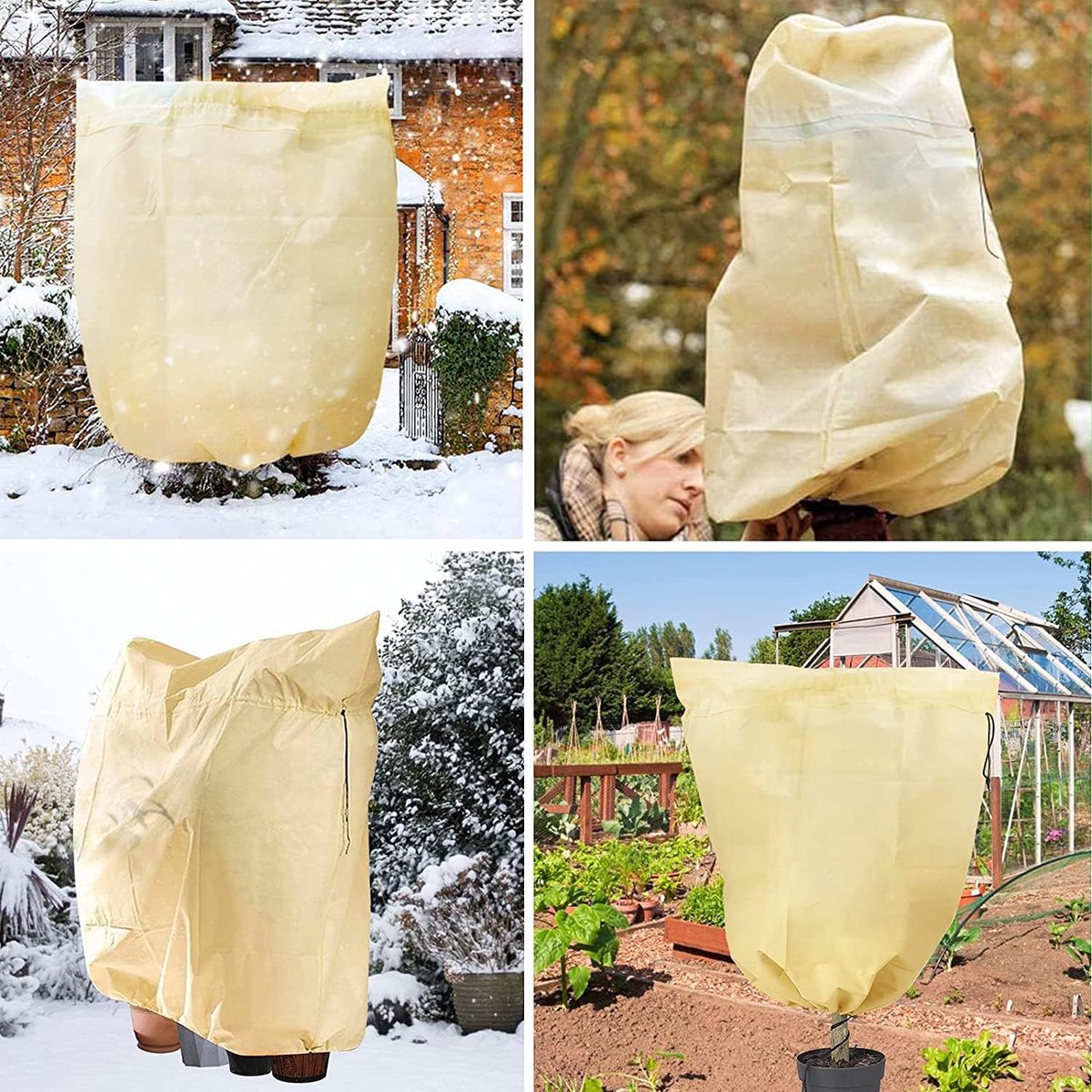 Potplantzak Winterbescherming voor Planten Tent voor Balkon als Winterbescherming voor Potplanten Grote Plantenhoezen Plantenhoes Vorstbescherming Planten Plantenbeschermingszak Winter Wasbaar