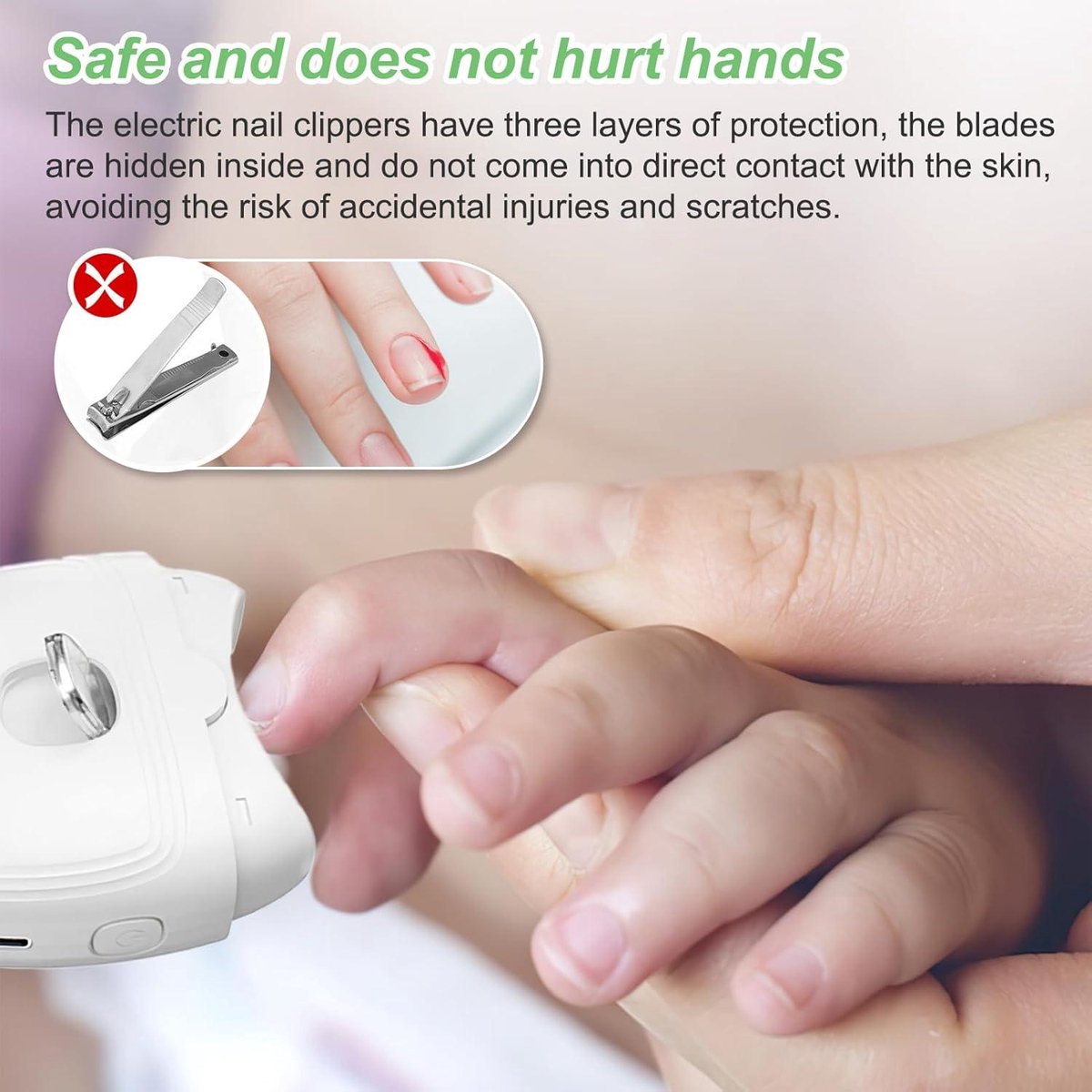Automatic Nail Clipper with Light USB Rechargeable - Electric Nail File for Kids, Elderly, Adults