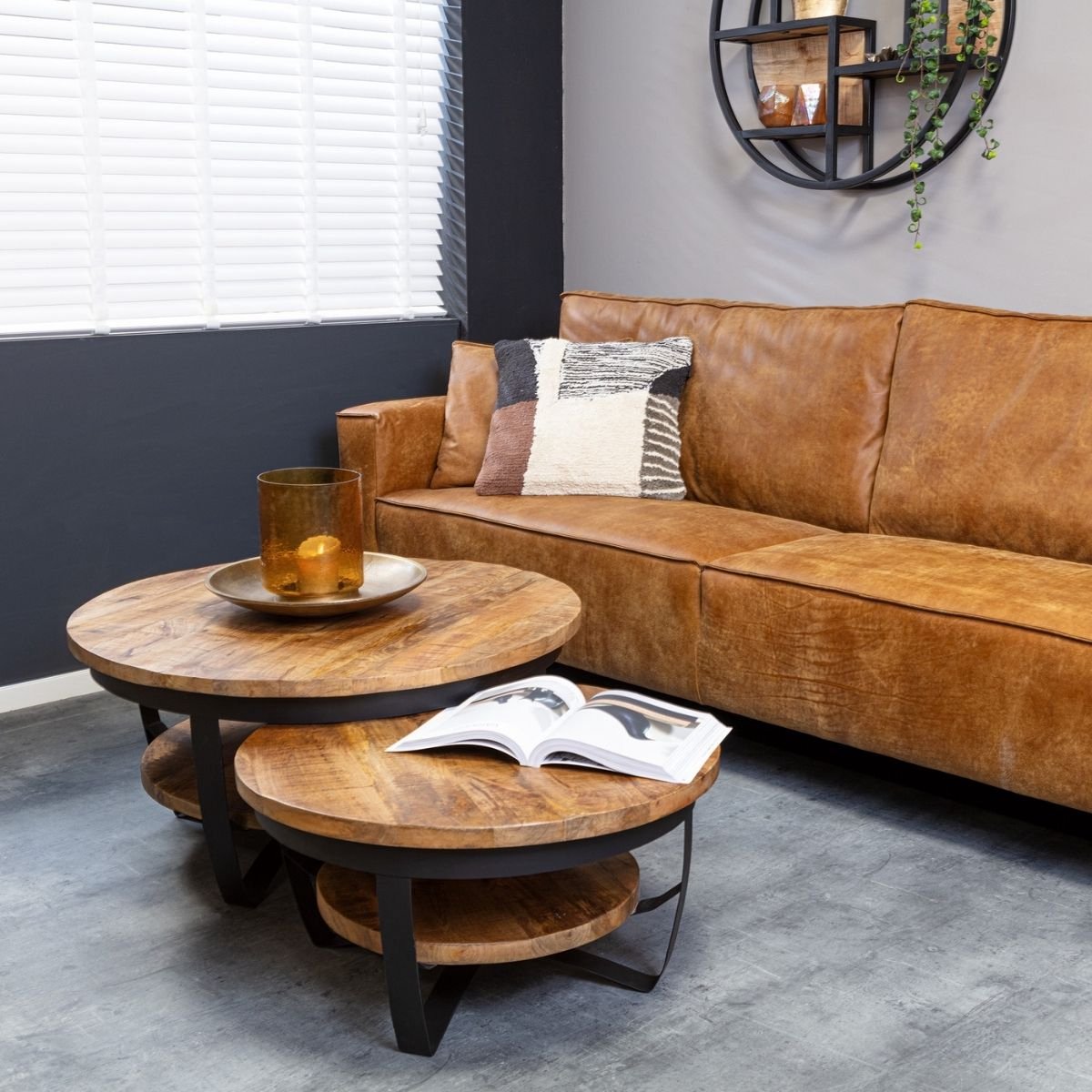 Combideal! Paras 90 & 70 - Set van 2 - Bijzettafel - Mangohout - Paras | Salontafel Rond