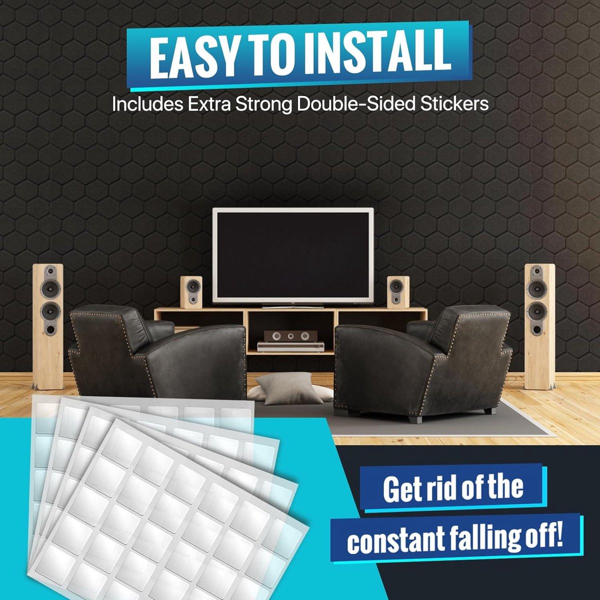 24 geluidsabsorberende akoestische panelen - 30x30x25cm - geluidsisolatiemat voor podcaststudio en gaming - zwarte akoestische panelen