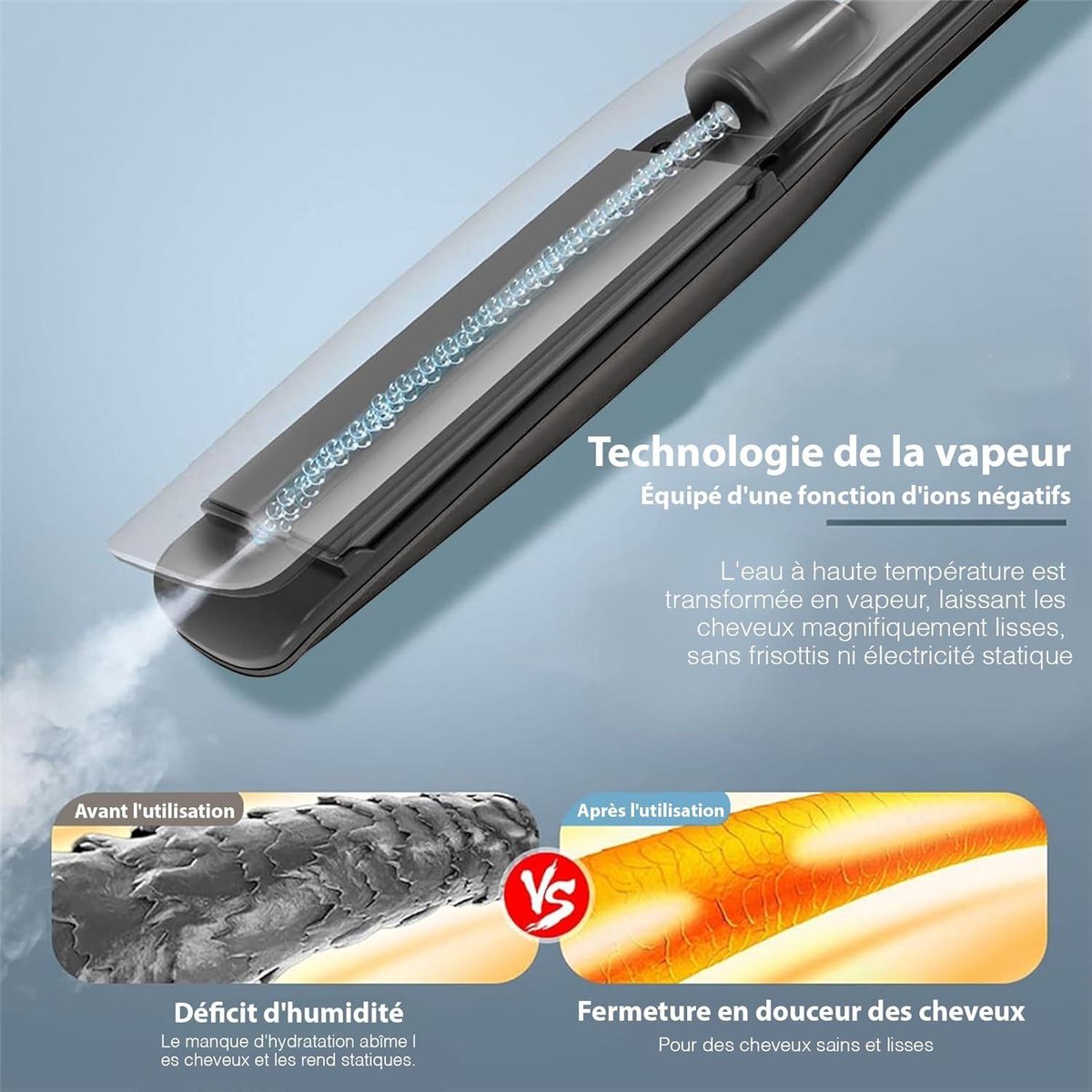 Steam Hair Straightener and Curler - Steampod Pro Platinum Edition - 10 Temperature Settings - Wide Plates