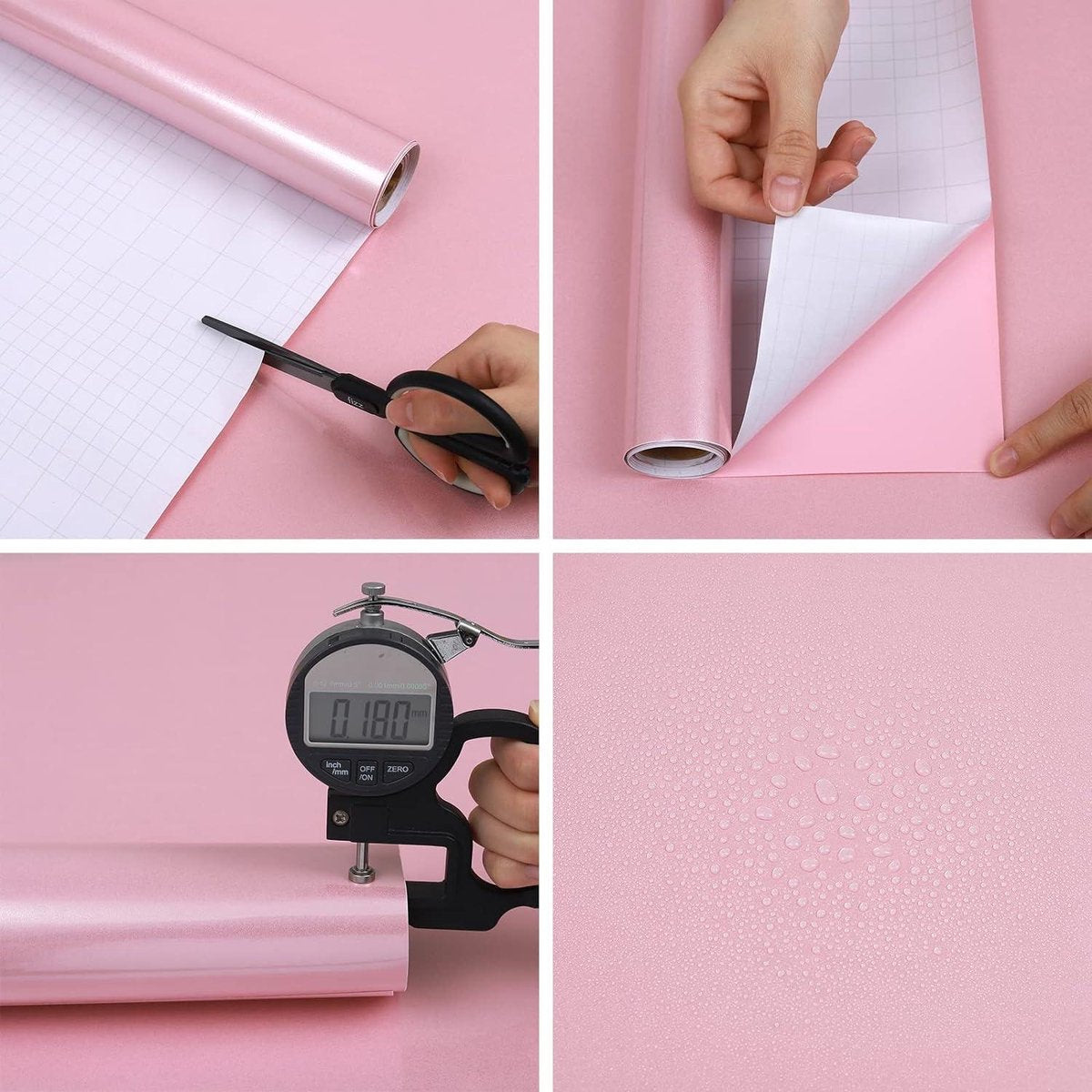 Roze glitter plakfolie 60 cm x 5 m - Meubelfolie hoogglans - Zelfklevende folie - Waterdicht vinyl - DIY decoratieve folie