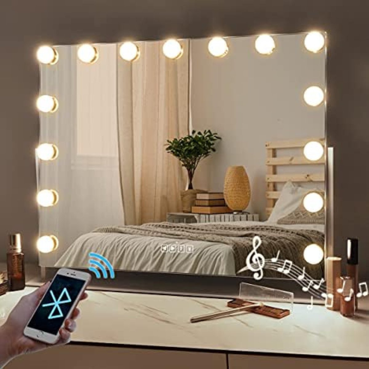 Hollywood kaptafel - Make-uptafel met spiegel en verlichting - Visagiespiegel - Visagiespiegel met verlichting