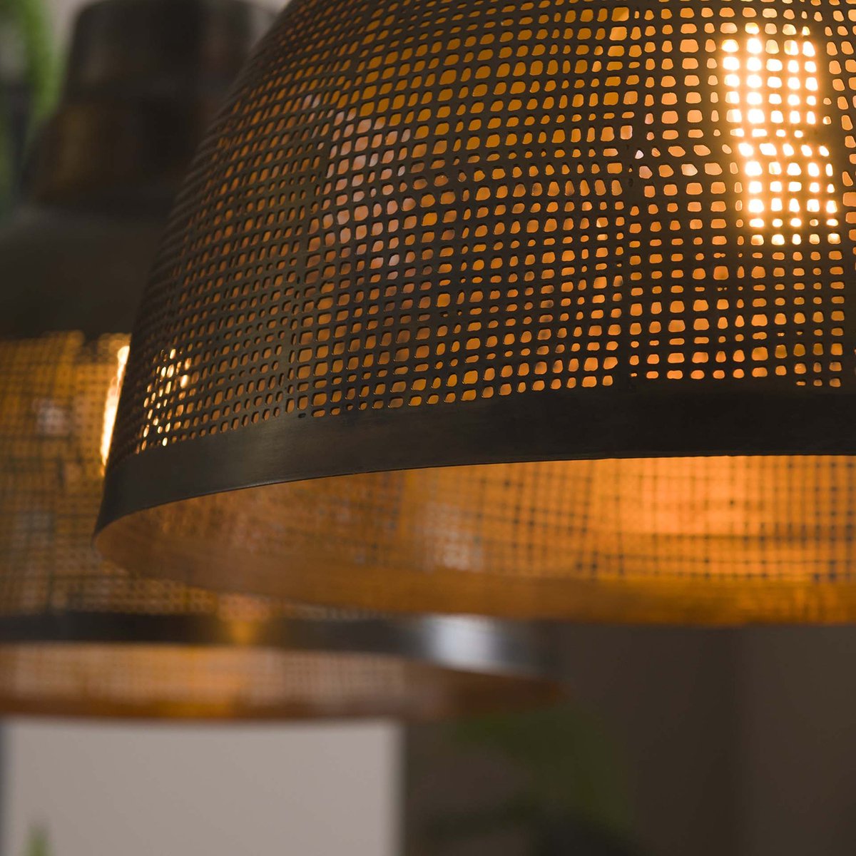 Hanglamp Screen | 2 lichts | Ø38 | 150 cm | metaal | brons / bruin | eettafel / woonkamerlamp | sfeervol / warm licht | modern / landelijk design
