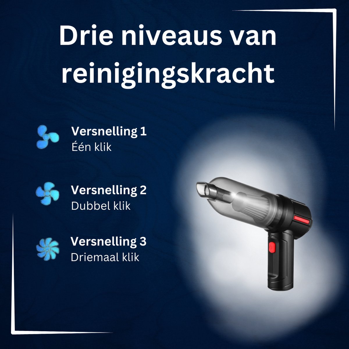 P&P Goods Air Duster - Compressed Air - Dust Cleaner - Car Vacuum Cleaner - Mini Vacuum Cleaner - Handheld Vacuum - Cordless - Very Powerful - Including Various Attachments - 24.4 X 7.2 X 15.7 Cm - Black