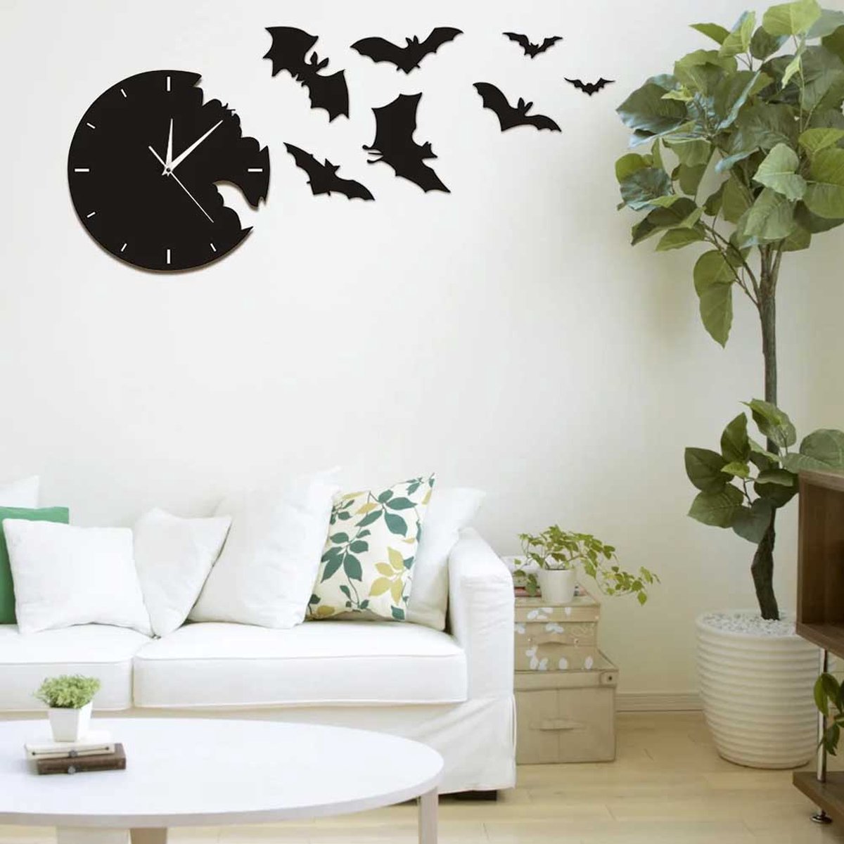Vleermuisklok 60 x 30 CM - Horloge - Vampier - Halloween - Gothisch