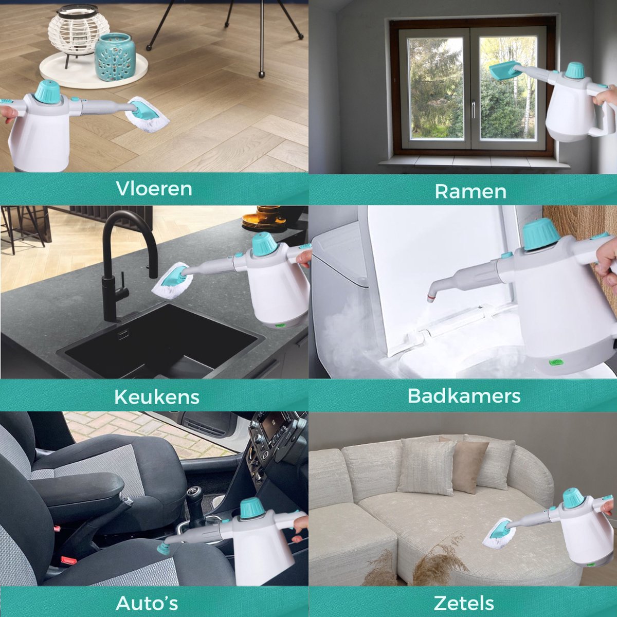 Stoomreiniger Zetel - Zetelreiniger met 8 gratis opzetstukken - Bankreiniger geschikt voor meubels - Textielreiniger - Autobekleding - Bankreiniger - Tapijt