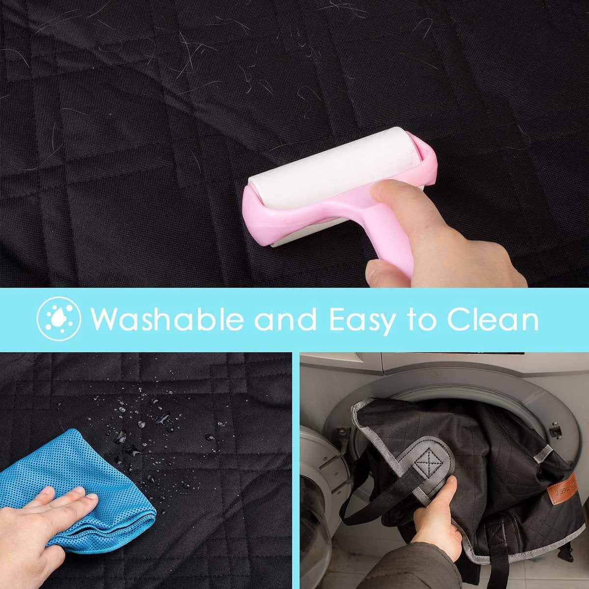 Kofferbak Beschermhoes - 5 Laags & Waterdicht - Hondendeken Auto Hoes voor Hond - Eenvoudig te Reinigen - Incl. 4 Zakken & Kwaliteitsvolle Gesp - Zwart/Grijs