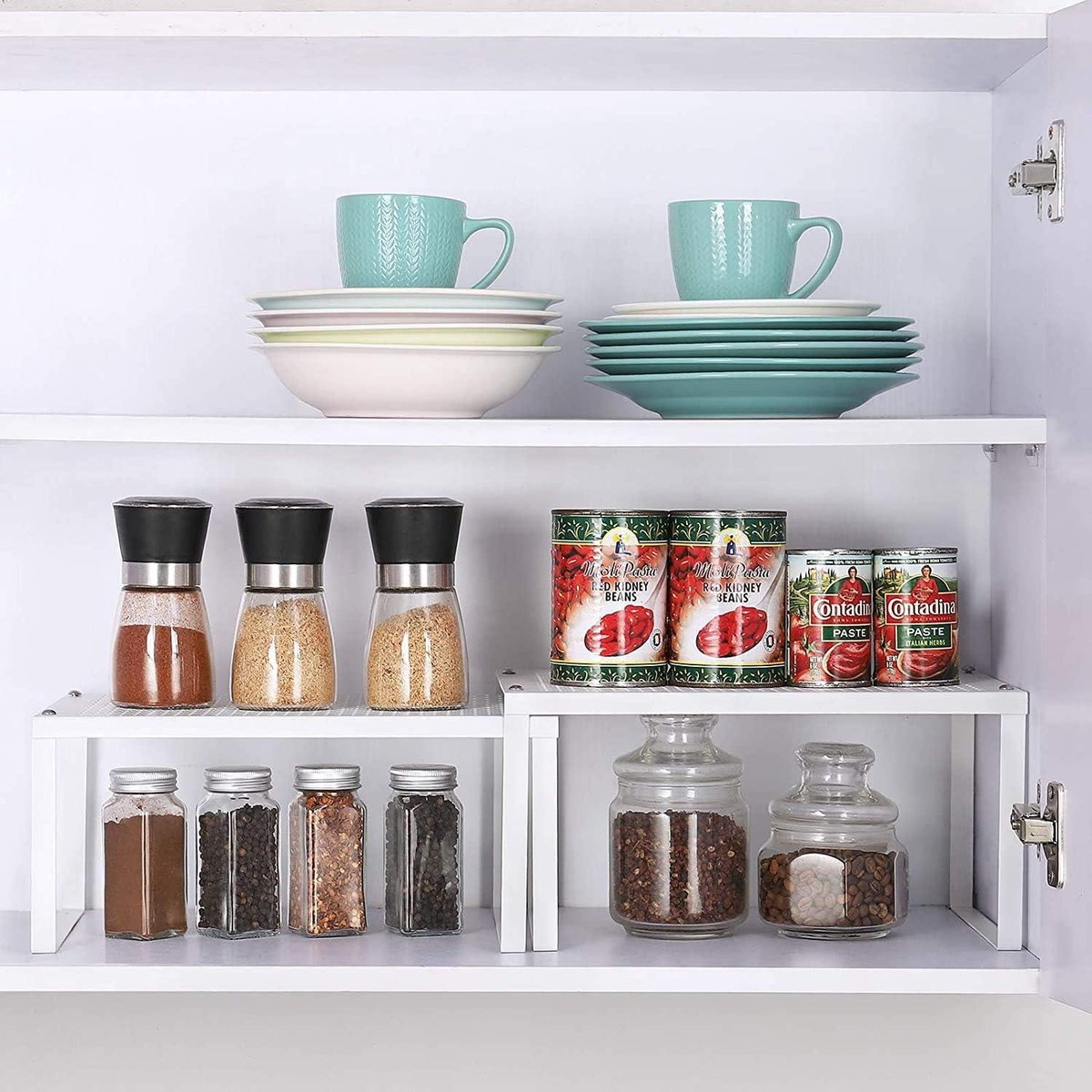 Kitchen cabinet insert rack - stackable and expandable - set of 2 kitchen racks - storage racks for spices and cans Storage rack