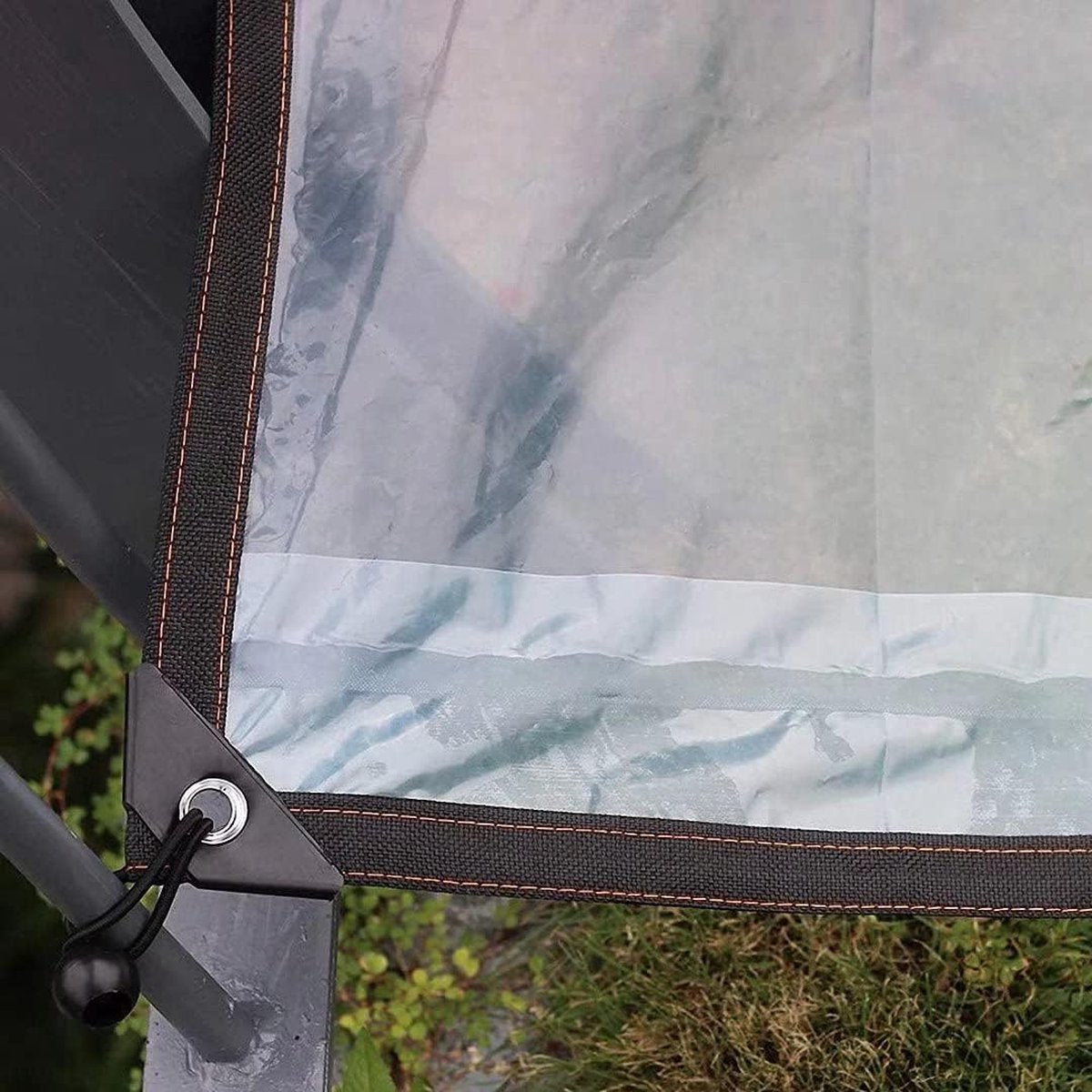 Tarpaulin, transparent, with eyelets, cover tarpaulin, see-through, for outdoor use, waterproof film, woven tarpaulin, canvas, awning, durable, weather-resistant, multifunctional tarpaulin 2 x 4m