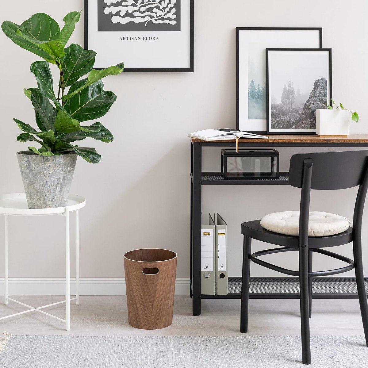 Real Wood Waste Bin Börje | Modern Wooden Dustbin for Office, Kids Room, Bedroom etc. | Walnut