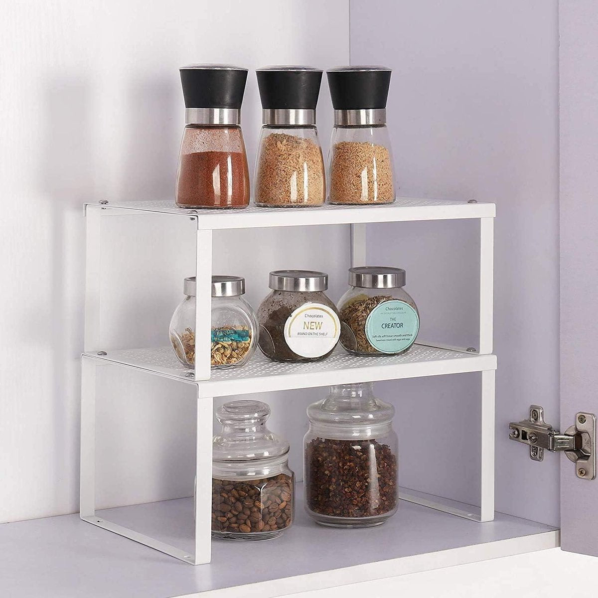 Kitchen cabinet insert rack - stackable and expandable - set of 2 kitchen racks - storage racks for spices and cans Storage rack