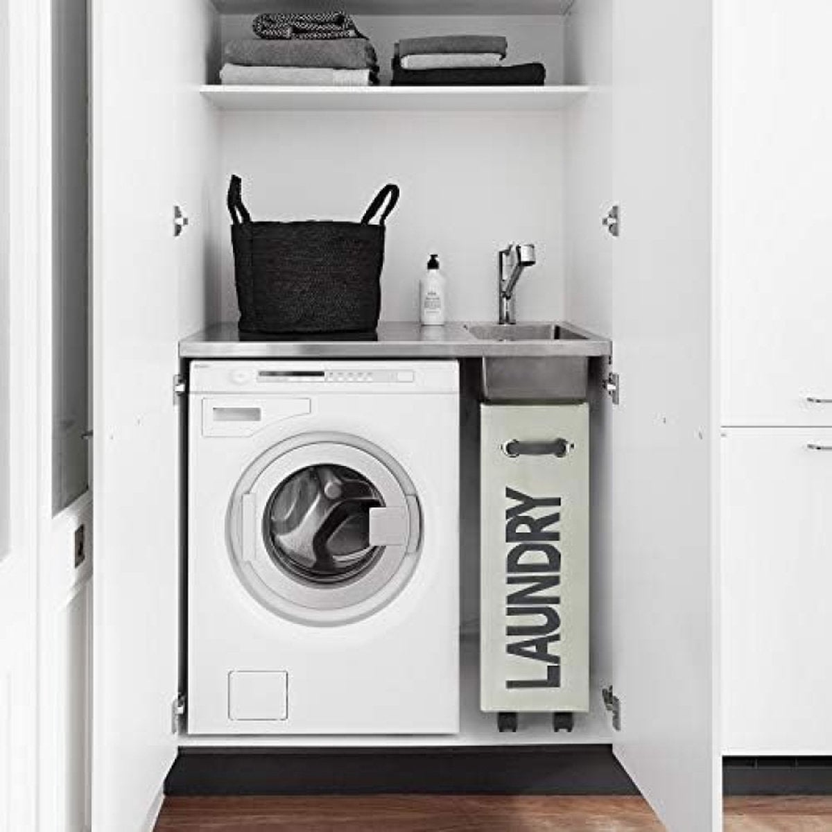 Laundry Basket with Wheels 45L Foldable Collapsible with Handle