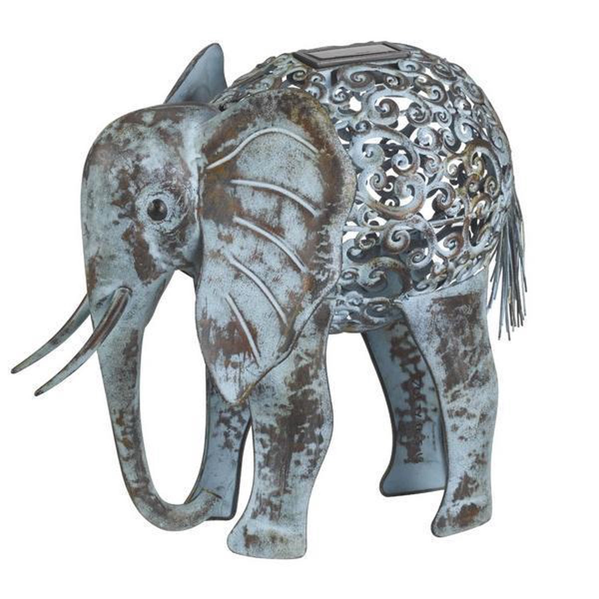 Solar-powered elephant with lights