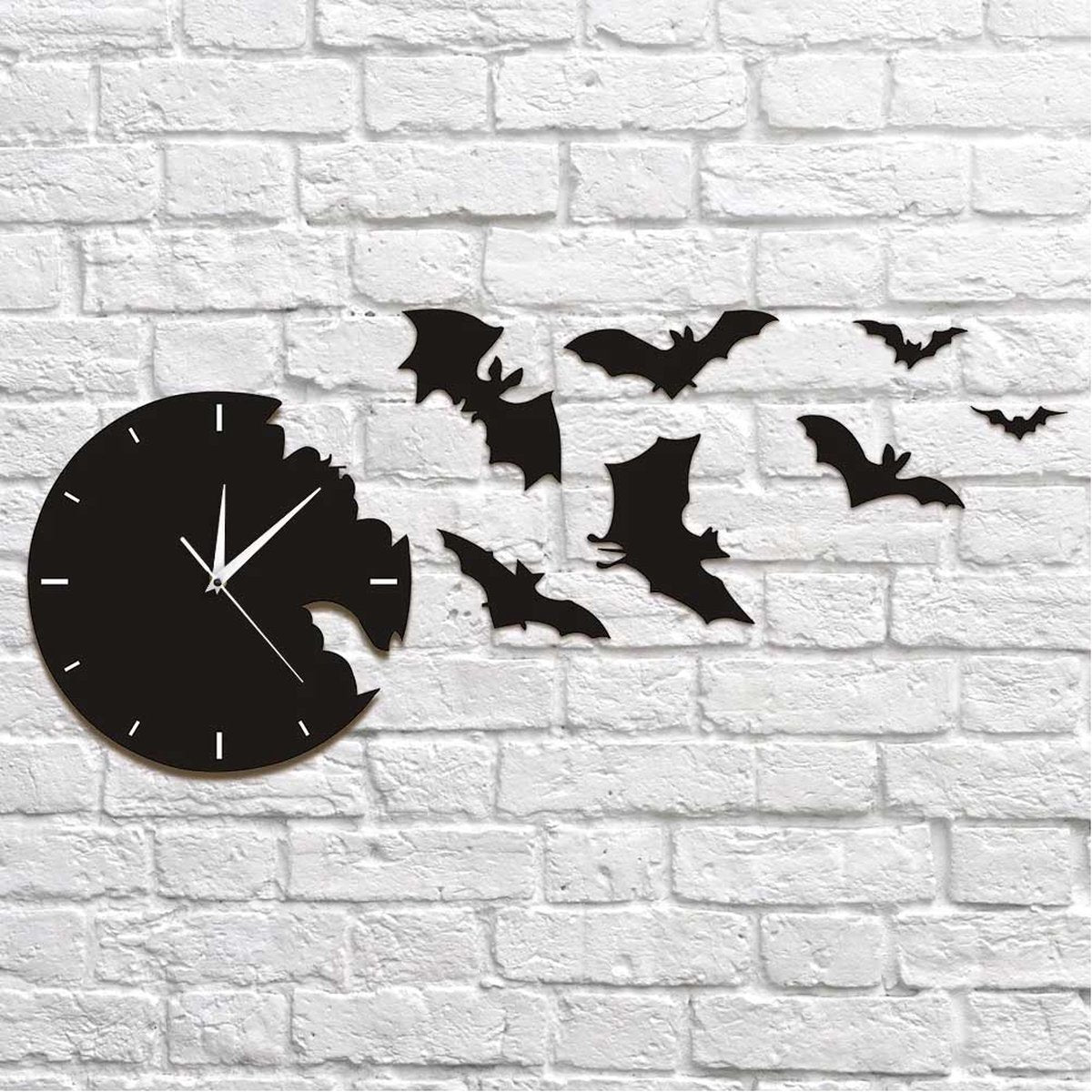 Vleermuisklok 60 x 30 CM - Horloge - Vampier - Halloween - Gothisch