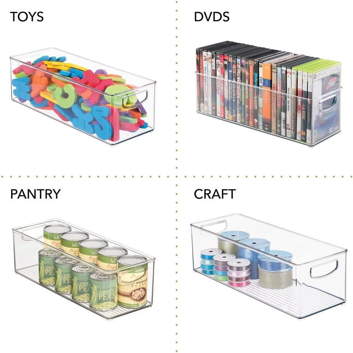 Opbergboxen - lade-organizer - voor kantoor, badkamer en keuken - voor cd's, dvd's of schrijfgerei - stapelbaar - transparant - set van 8