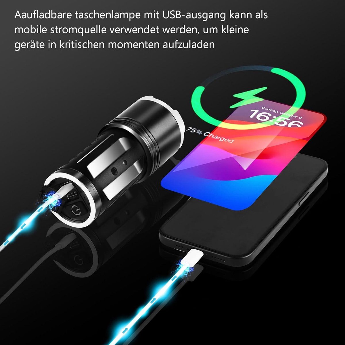 200000 Lumen Oplaadbare LED Zaklamp - Super Helder - Tactische Zaklamp - 3 Verlichtingsmodi - 10800 mAh Oplaadbare Batterij