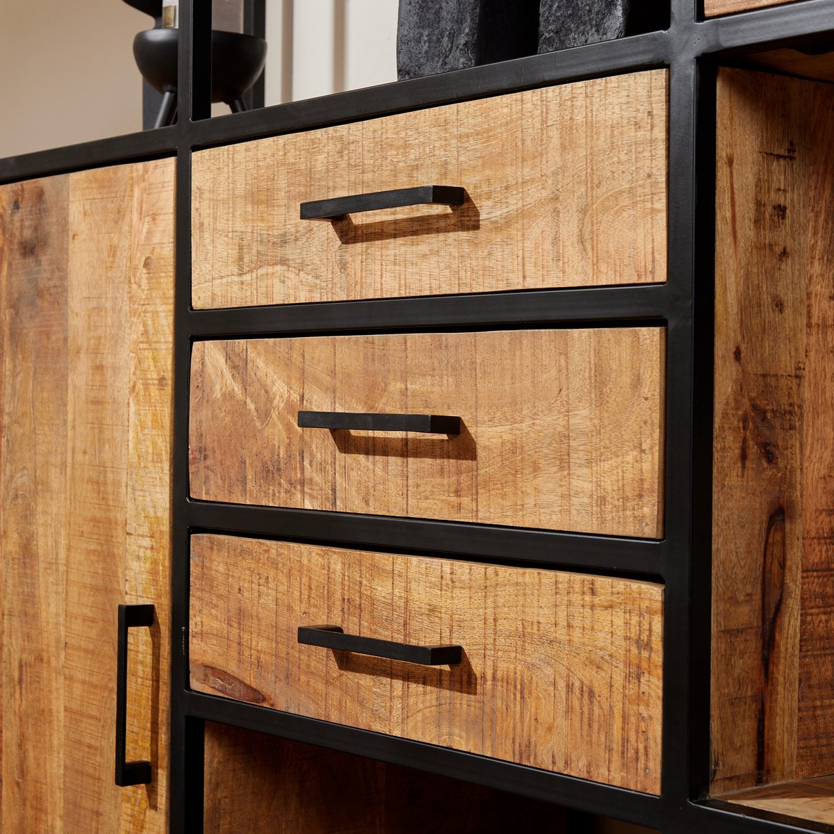 Sanne Supreme XXL Houten Vakkenkast - Industriële Boekenkast - Mango Hout Opbergkast