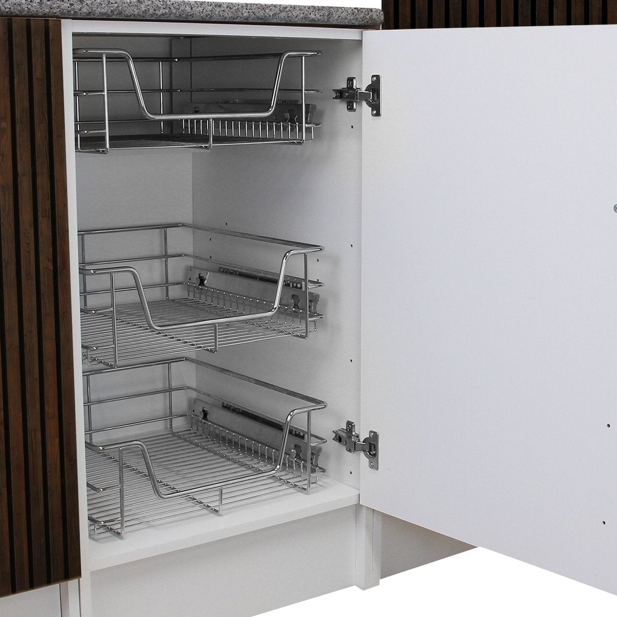 Laden: 2 x KuKoo - Uittrekbaar Opbergrek Keukenkast - Geschikt voor kasten van 50cm breed - Uittrekbaar Keukenrek Met Geleiders - Organizer Rek - Opbergsysteem - SET - 50cm