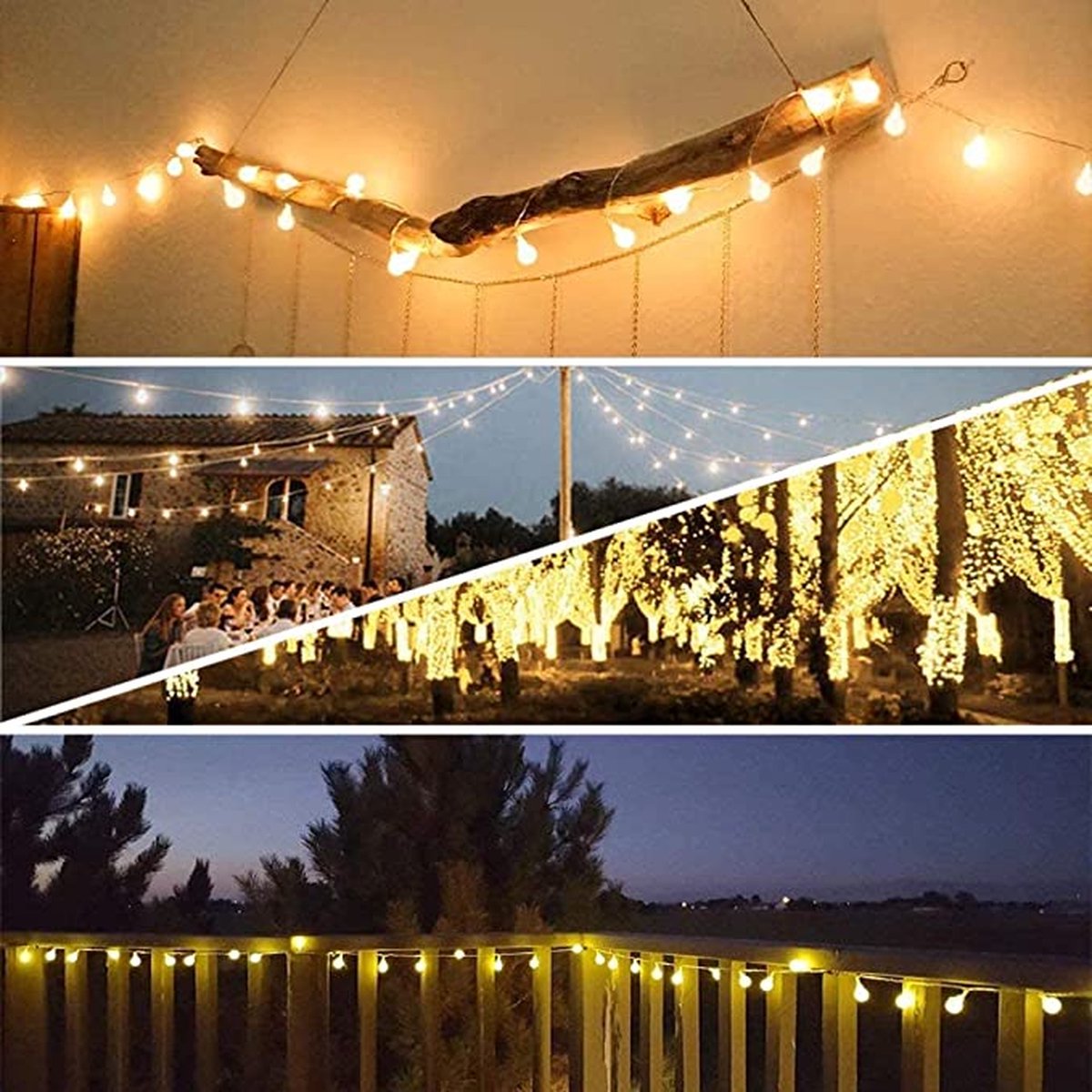 Lichtsnoer 120 Ronde LEDlampjes - 12 Meter - Met Stekker en Geheugenfunctie - Voor Binnen en Buiten - Ideaal als Kerst Decoratie - Kinderkamer of Balkon - Kerstverlichting - Buitenverlichting - Tuinverlichting