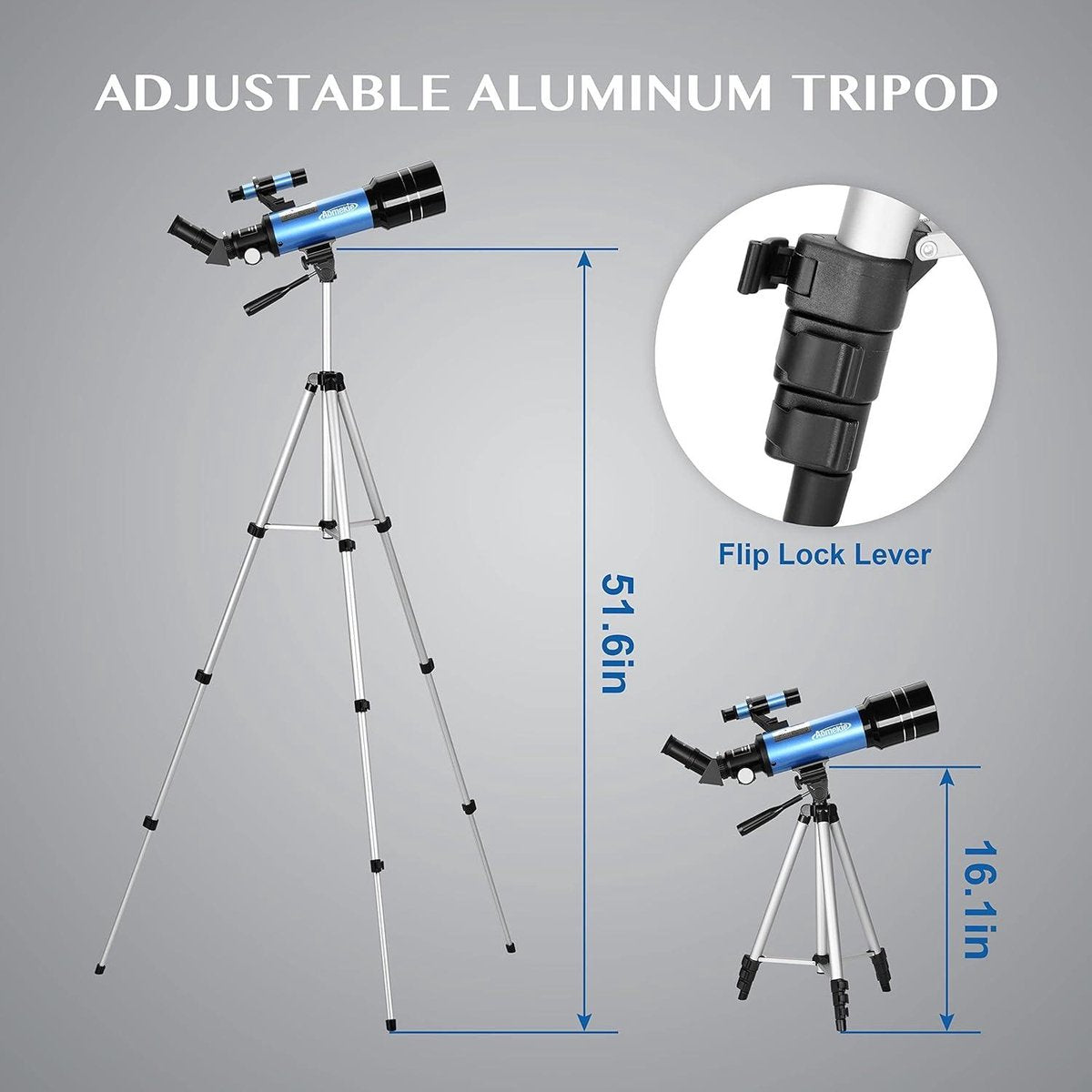 Telescopische Astronomie 70/400 telescoop voor beginners en kinderen - inclusief statief, smartphone-adapter en maanfilter