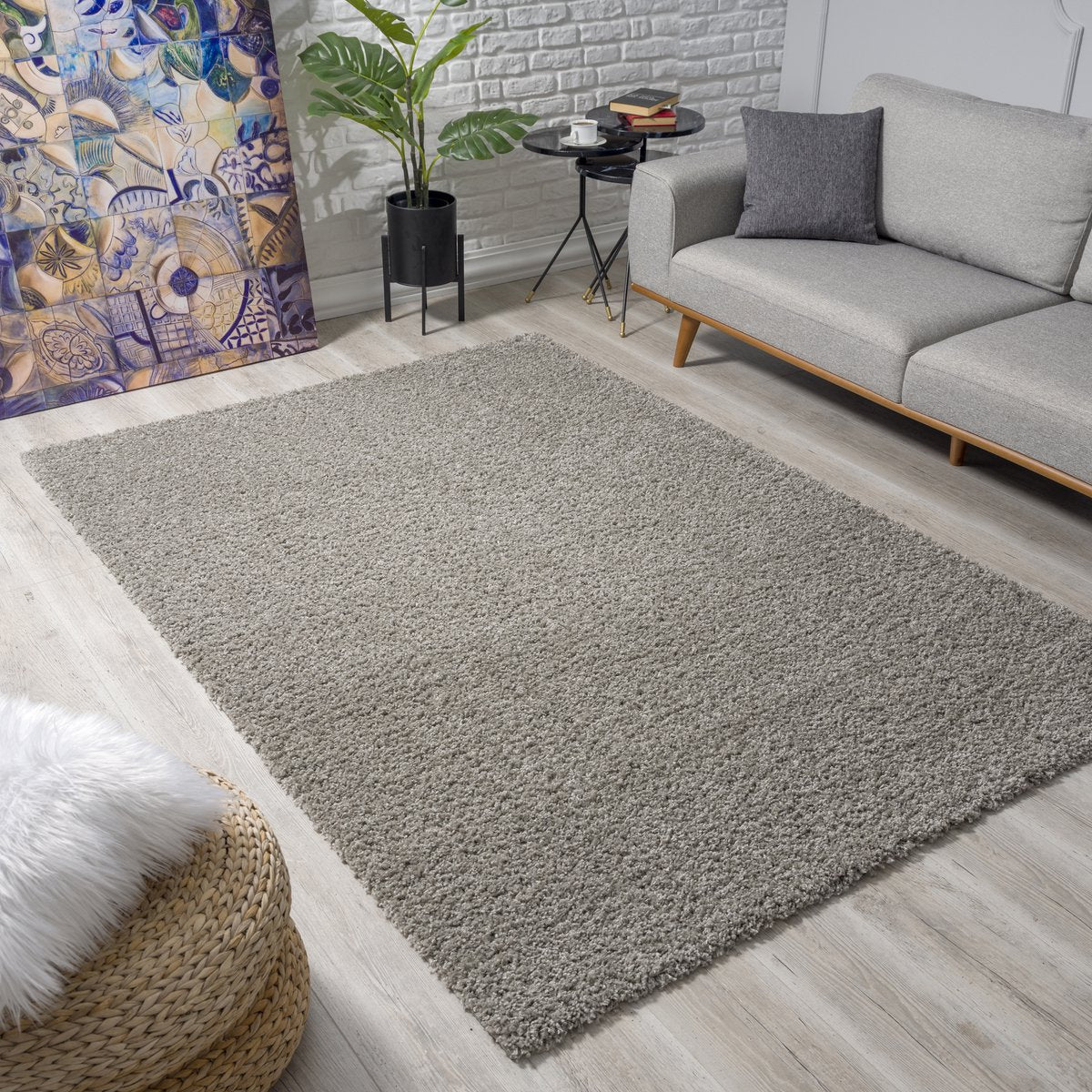 Loca Shaggy Vloerkleed Lichtgrijs - 160x230 CM - Hoogpolig Vloerkleed - Tapijt Woonkamer, Slaapkamer