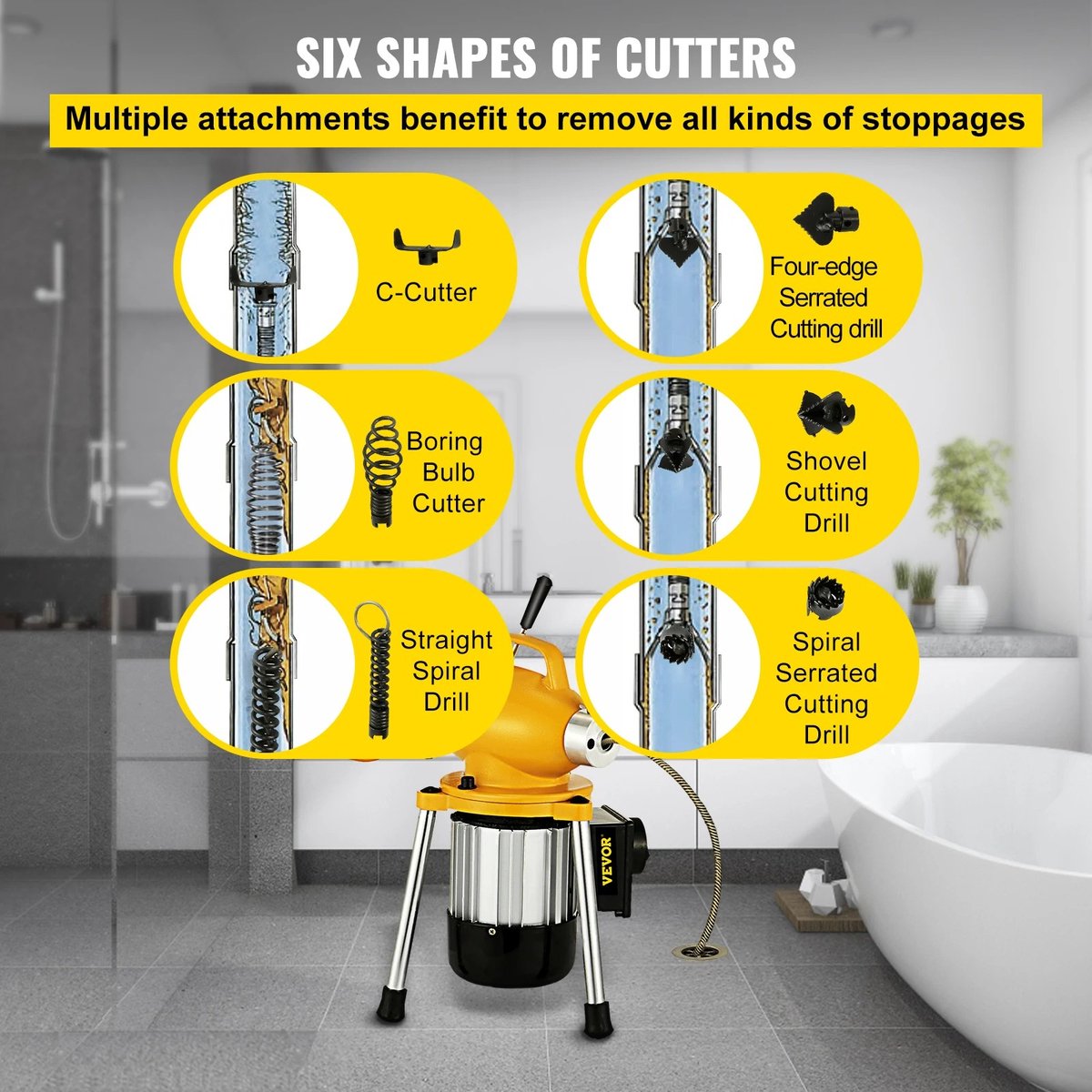 Ontstopper - Ontstoppen Afvoer - Gootsteenontstopper - Elektrische Ontstopper - Ontstopmachine - Riool Ontstopper - 400W - 400RPM - Flexibel Mangaan Staal