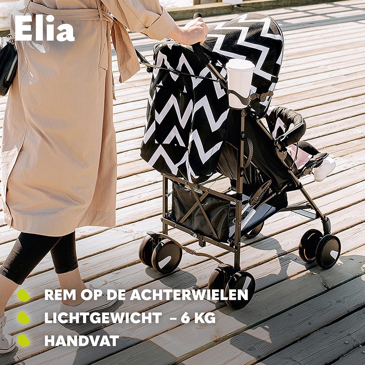 Elia Lichtgewicht Buggy tot 15 kg van 6 maanden tot ca. 3 jaar, Kinderwagen, Wandelwagen met Muskietennet, Voetenzak en Regenhoes, Lichte Constructie 7kg, Snel en Eenvoudig Opvouwsysteem (Grijs)