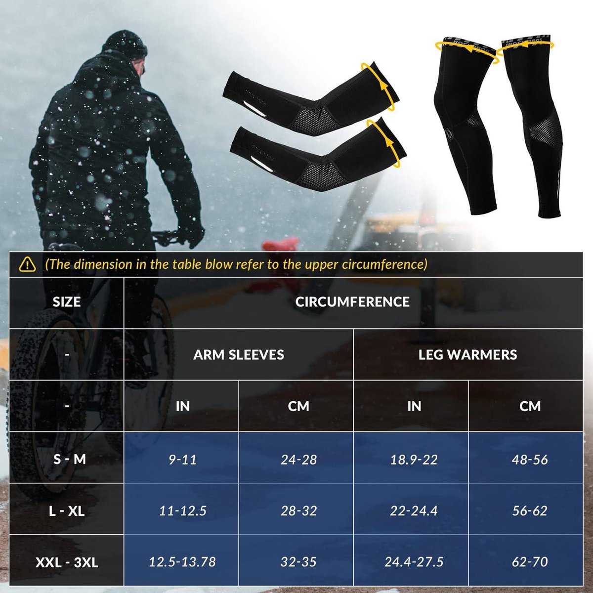 Armwarmers voor Fietsen - Winter Anti-Slip Armwarmers, Beenwarmers - Kniebescherming voor Hardlopen, Voetbal, Basketbal (Heren/Dames S-3XL) (1 paar)