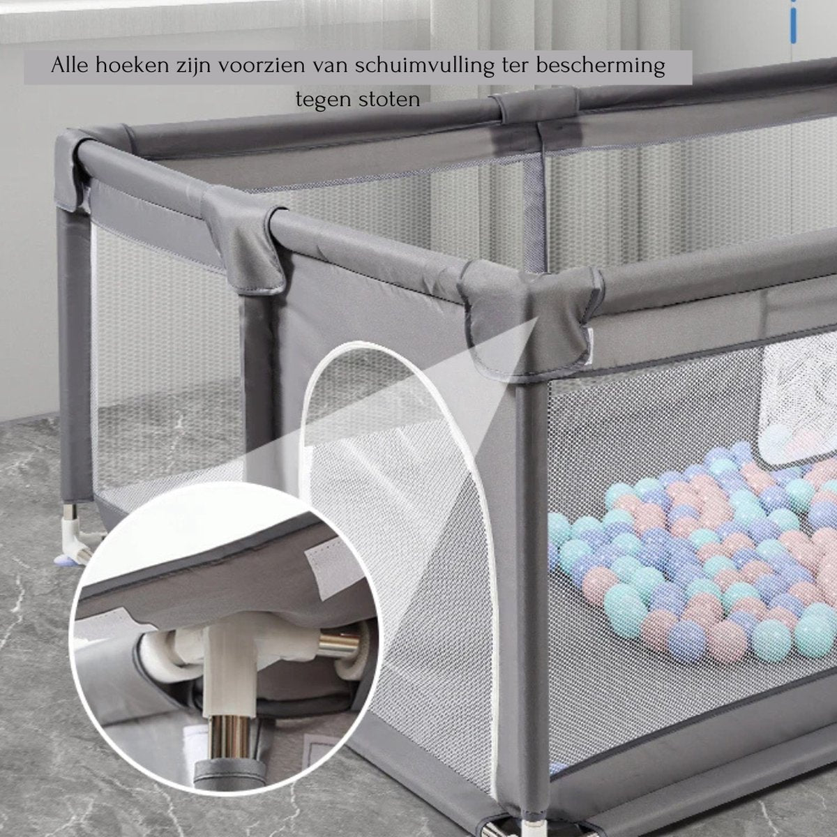 Decotopia - Speelbox - Babybox - Speelruimte - Veilig Spelen - 120cm x 180cm - Grijs - M