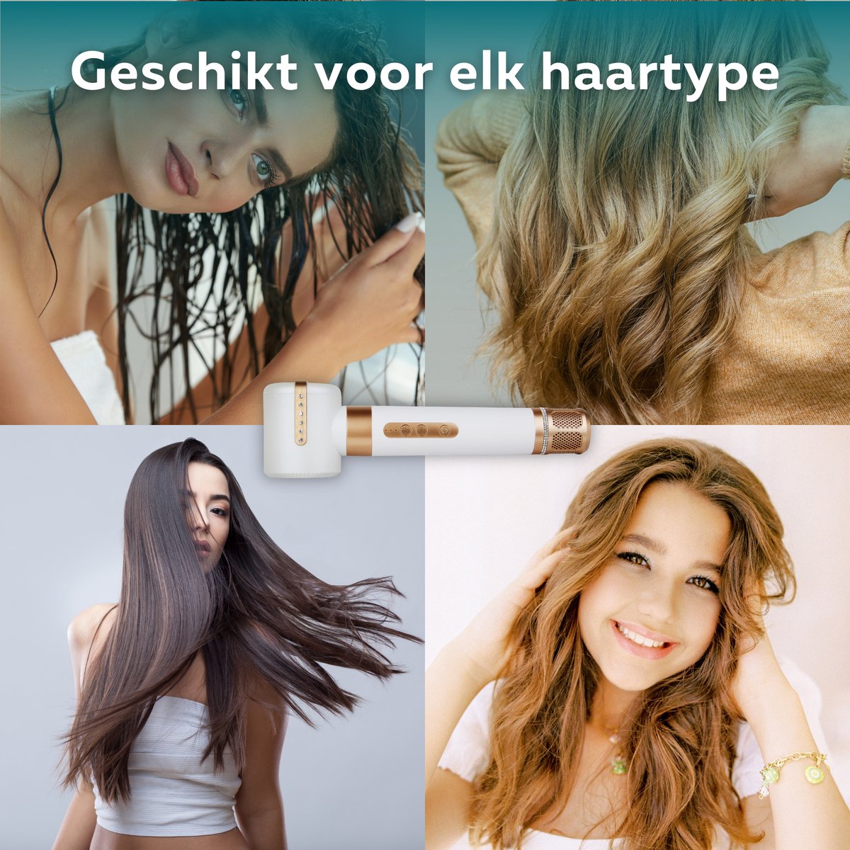 krultang - Deluxe - Wit - Föhn - Haardroger - Hittebestendige handschoen - 7-in-1 multistyler - Haarkruller